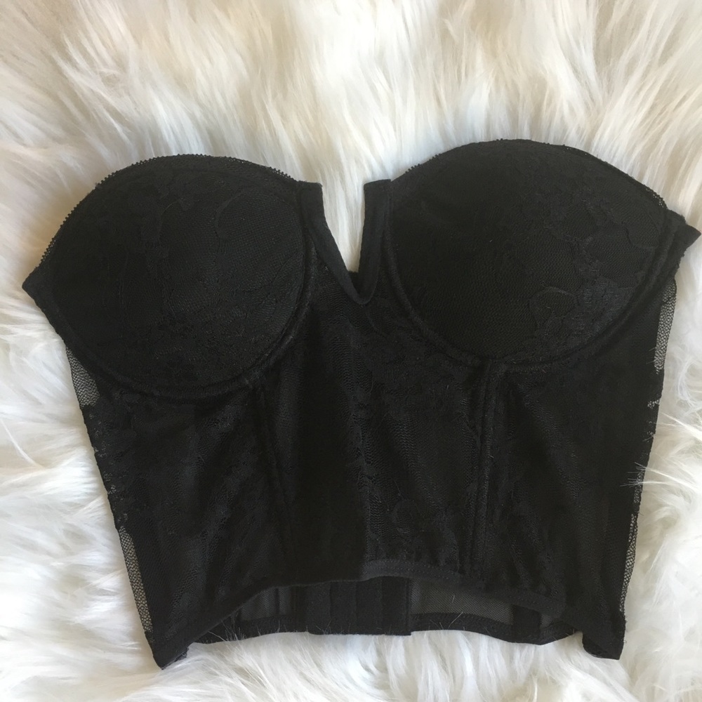 Black lace strapless bustier - Picture 3 of 8